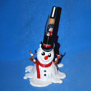 3D Printed Melting Snowman Pen Holder. With a Pen.
