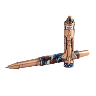 Shuttle Rollerball Pen Kit in antique copper. Open