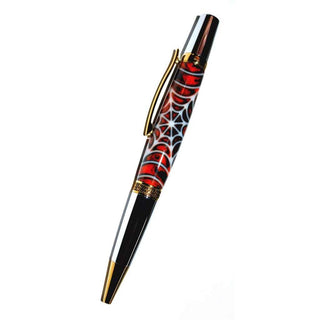 Spider Web 3D Printed Pen Blank - Orange & Web White