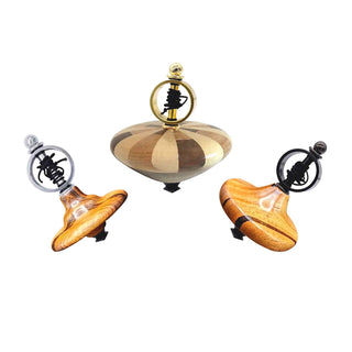 Spinning top kit for woodturning with brass tube for creating custom classic spinning tops. Group