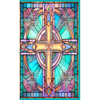 Stained Glass Cross Pen Blank #02. Flat Image