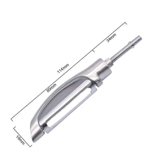 D-shaped serrated vegetable peeler kit dimensions with brushed 304 stainless steel hardware