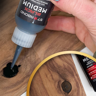 Starbond Black Medium CA Glue. Filling holes