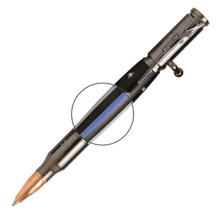 Thin Blue Line Pen Blank - Straight with White & Black Stripes