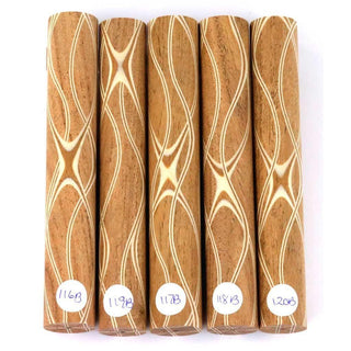 Three Veneer Serpentine Pen Blanks - Mesquite W/ Maple & Mahogany Veneers #116-120B
