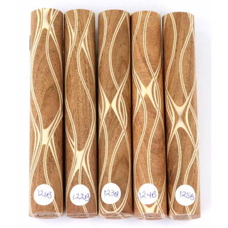 Three Veneer Serpentine Pen Blanks - Mesquite W/ Maple & Mahogany Veneers #121-125B