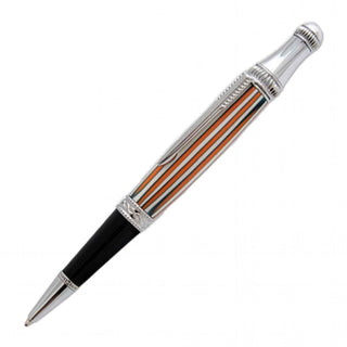 Handcrafted pen turned from a Tiger Lilly Poly Resin Pen Blank featuring bold orange, black, and cream striped accents.