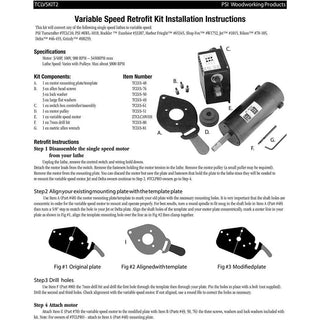 Variable Speed Midi Lathe Conversion Kit - 3/4HP Motor for Turncrafter Jet & Delta Lathes