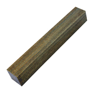 Verawood pen blanks with olive-green, golden-brown, and dark brown streaking for custom pen turning and premium woodworking projects.