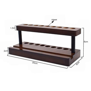 9 pen wood display stand dark wood finish. Sizes
