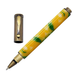 Eco Zen Rollerball Pen Kit with magnetic cap and masculine hex accent on the cap. A budget-friendly rollerball kit. Antique Brass