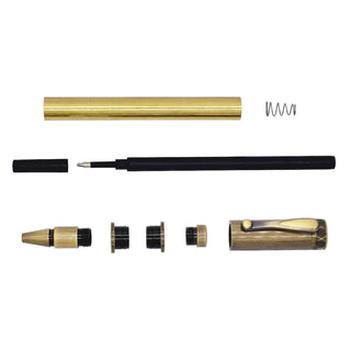Eco Zen Rollerball Pen Kit with magnetic cap and masculine hex accent on the cap. A budget-friendly rollerball kit. Antique Brass parts