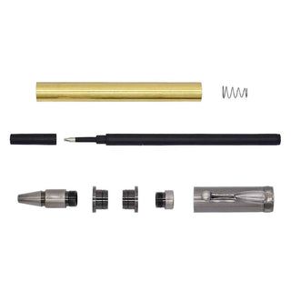 Eco Zen Rollerball Pen Kit with magnetic cap and masculine hex accent on the cap. A budget-friendly rollerball kit. Antique Gun Metal Parts