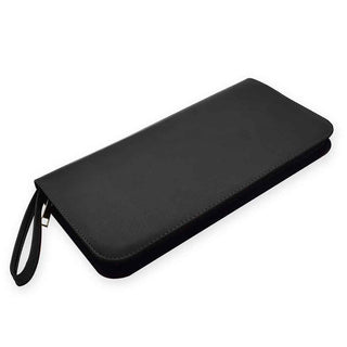 Zippered Leather Pen Portfolio - Holds 36