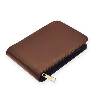 Zippered Leather Pen Pouch - Holds 12