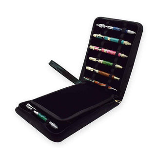 Zippered Leather Pen Pouch - Holds 24