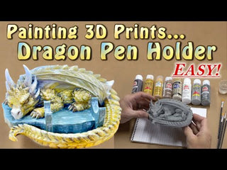 How to video on Hand-painting  a 3D-printed Sleeping Dragon Pen Stand by artist John U. 